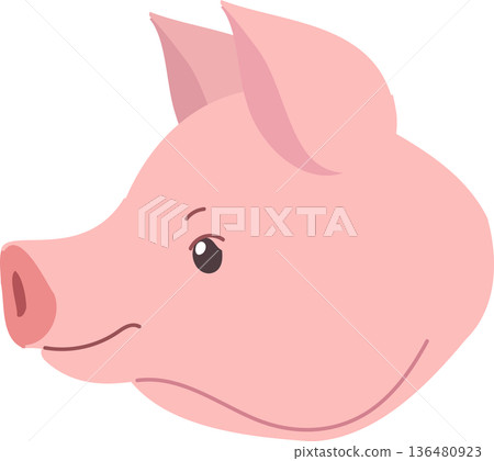 Cute pig face cartoon. pink farm animal head icon Cute pig face cartoon. pink farm animal head icon 136480923