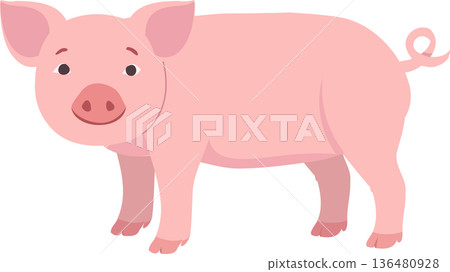 Pig illustration cute cartoon farm animal character Pig illustration cute cartoon farm animal character 136480928
