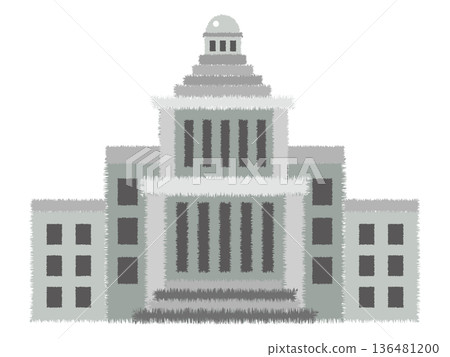 Simple illustration material of the National Diet Building 4 136481200