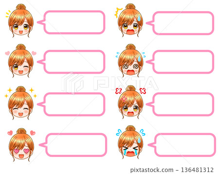 Housewife speech bubble face icon illustration set Housewife speech bubble face icon illustration set 136481312