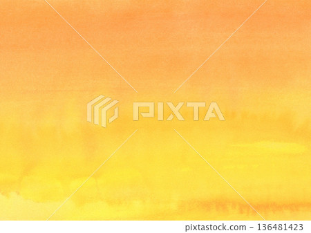 Soft yellow and orange watercolor background material with a paper texture 136481423