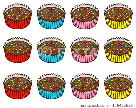 可愛的平成女孩巧克力插畫素材套裝 136481686