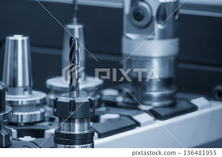 Flat Nose Solid Carbide End Mill Spare Parts for CNC Milling Machine in Blue Tone Scene Flat Nose Solid Carbide End Mill Spare Parts for CNC Milling Machine in Blue Tone Scene 136481955