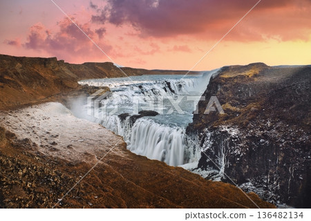 Gullfoss and Sunset Gullfoss and Sunset 136482134