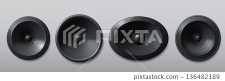 3D speaker realistic vector, music sound equipment 136482189