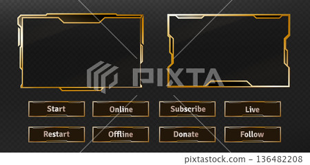 Tech game HUD frames and interface buttons set 136482208