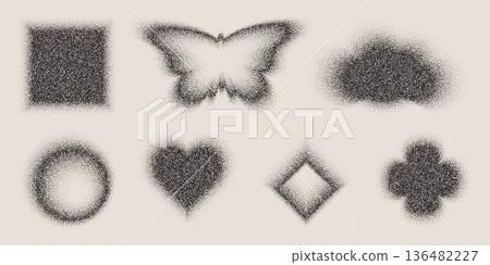 Grainy gradient shapes, noisy halftone patterns Grainy gradient shapes, noisy halftone patterns 136482227