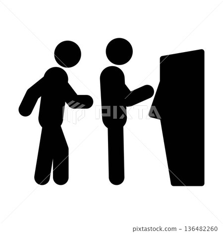 Insert Card ATM Icon Banking Transaction Pictogram Symbol Human pictogram inserting debit or credit card into ATM machine Insert Card ATM Icon Banking Transaction Pictogram Symbol Human pictogram inserting debit or credit card into ATM machine 136482260