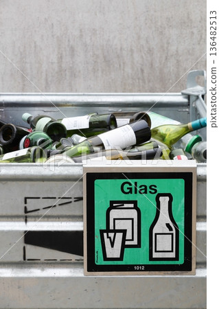 Glass recycling sign and bin in Denmark Glass recycling sign and bin in Denmark 136482513