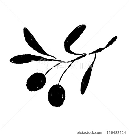 橄欖枝插圖，枝上掛著兩個果實 136482524