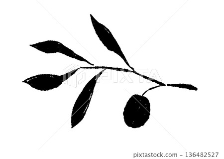 簡單的橄欖枝單色圖標 簡單的橄欖枝單色圖標 136482527