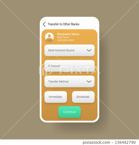Mobile Banking Transfer App UI Financial Transaction Screen Mobile Banking Transfer App UI Financial Transaction Screen 136482790
