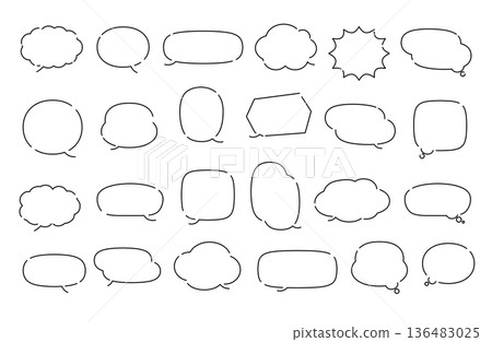 Hand-drawn style speech bubble set, line drawing, simple manga and conversation frame material Hand-drawn style speech bubble set, line drawing, simple manga and conversation frame material 136483025