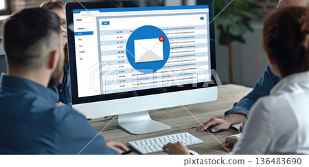 Email notification message showing on computer screen brisk 136483690