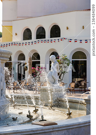 Close-Up Details of King of the Sun Fountain at Morning 136484099