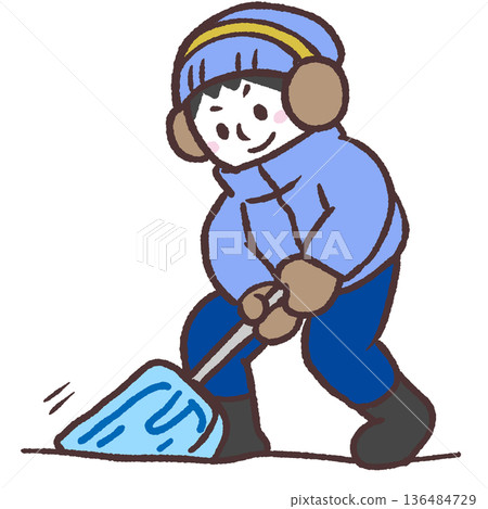 Illustration of a man shoveling snow Illustration of a man shoveling snow 136484729
