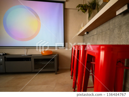 Home theater and red chairs Home theater and red chairs 136484767