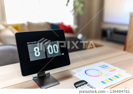 翻頁鐘和文件 136484781