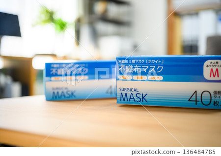 木桌上的面具盒 木桌上的面具盒 136484785