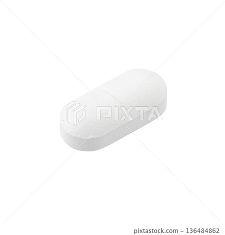 White pills isolated on a white backgroun 136484862