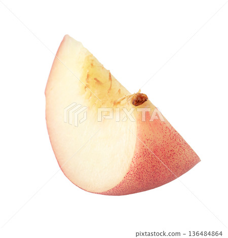 Half and Slice Nectarine fruit isolated on white background. 136484864