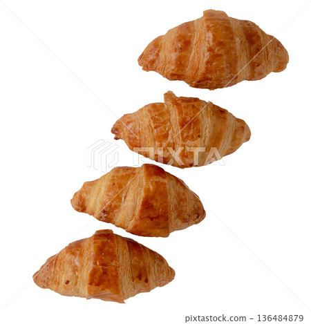 Fresh croissants on white background Top view and Copy space 136484879