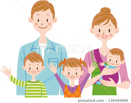 五人家庭插圖 136484999