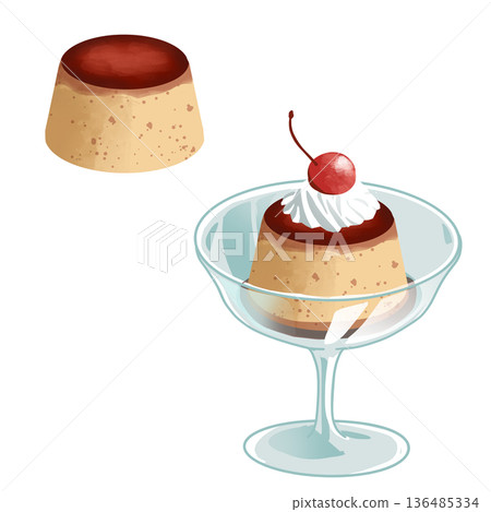 Retro pudding with cherries 136485334