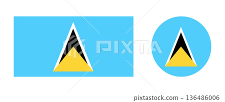 Circle, rectangle buttons National flag of Saint Lucia set. Flag of Saint Lucia round, rectangular flat icons, badges. Circle, rectangle buttons National flag of Saint Lucia set. Flag of Saint Lucia round, rectangular flat icons, badges. 136486006