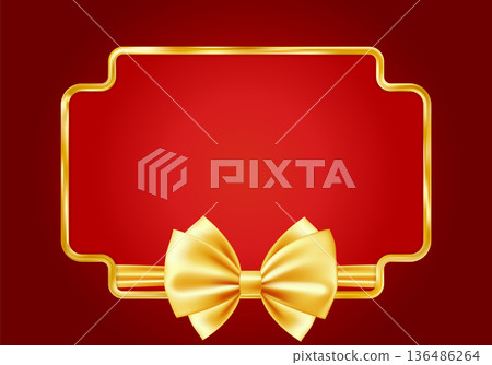 Red Gold Christmas card bg. Vintage luxury frame with border. Red Gold Christmas card bg. Vintage luxury frame with border. 136486264