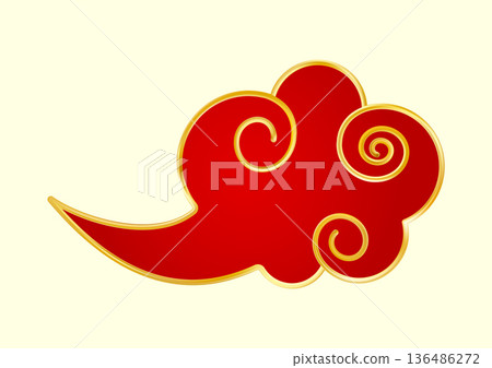 Red Gold traditional Chinese cloud. Luxury gradient element 136486272