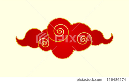 Red Gold traditional Chinese cloud. Luxury gradient element Red Gold traditional Chinese cloud. Luxury gradient element 136486274