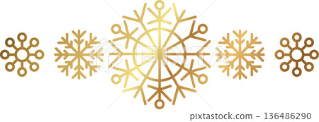 Gold snowflake border. Winter Christmas design decoration. Gold snowflake border. Winter Christmas design decoration. 136486290