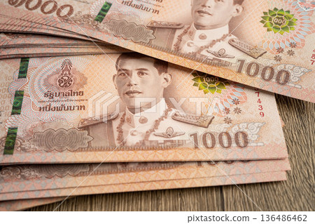 Thai baht banknote money, investment economy, accounting business and banking. Thai baht banknote money, investment economy, accounting business and banking. 136486462