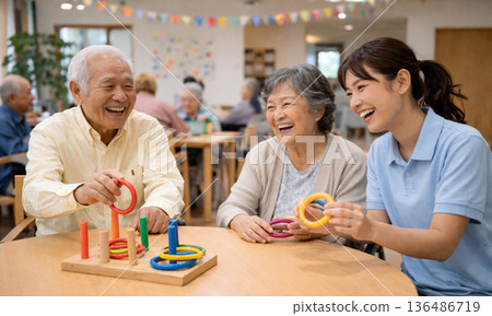 Indoor recreation for elderly people and caregivers 136486719