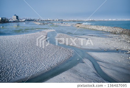 Aerial view of seabird colony in callao, peru Aerial view of seabird colony in callao, peru 136487095