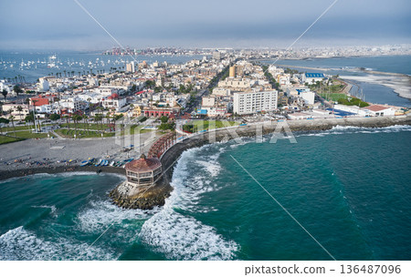 Aerial view of la punta and callao district in lima peru Aerial view of la punta and callao district in lima peru 136487096