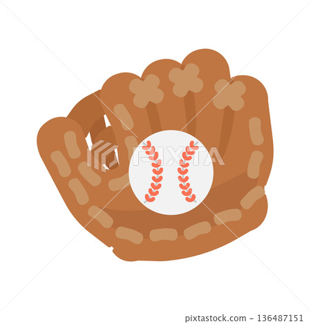 棒球（手套和球）插圖 136487151