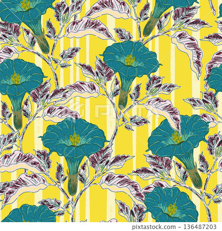 seamless floral pattern with daisy flowers seamless floral pattern with daisy flowers 136487203