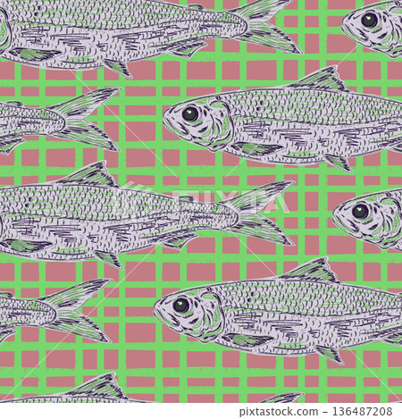 seamless pattern with fish 136487208