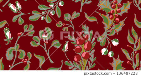 seamless pattern with cherry blossom branches 136487228