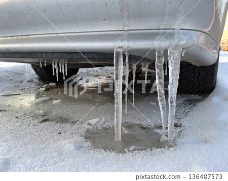 Ice buildup under the car caused freezing Ice buildup under the car caused freezing 136487573