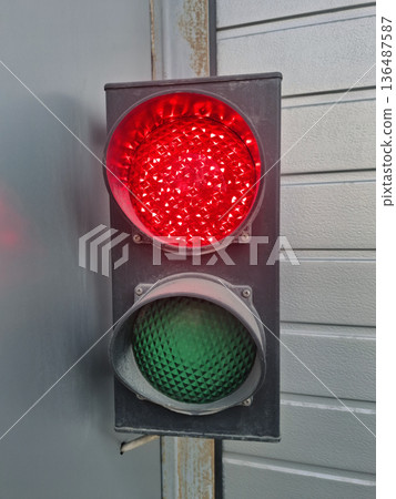 Underground parking lots have red-green two-section traffic lights Underground parking lots have red-green two-section traffic lights 136487587