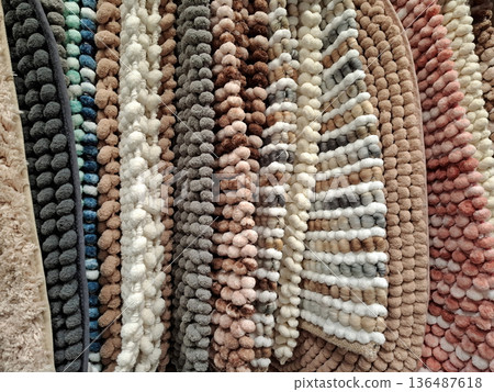 Soft bathroom floor mats are sold in the supermarket 136487618