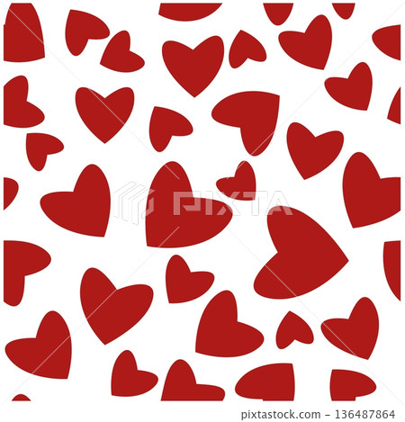 Red Heart Seamless Pattern Vector 136487864