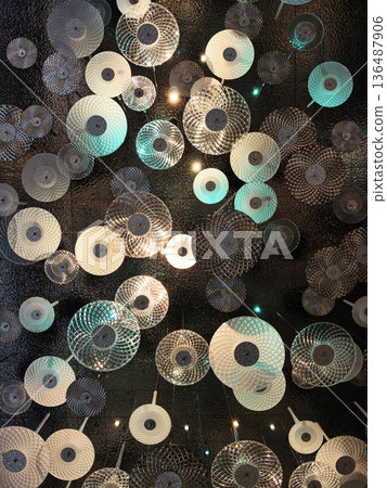 An indoor decorative circle ceiling 136487906