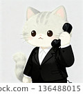 Business cat character answering the phone 136488015