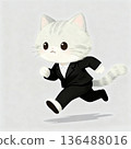 Business cat character running in a hurry 136488016
