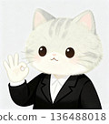 Business cat character making an OK sign 136488018