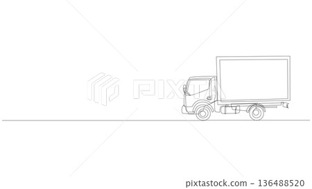 Continuous Line Box Truck Banner Editable Stroke Continuous Line Box Truck Banner Editable Stroke 136488520